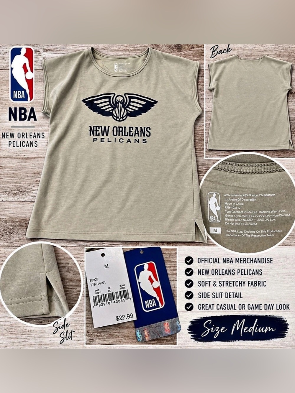 New Orleans Pelicans NBA Women’s Top – Size Medium – NWT